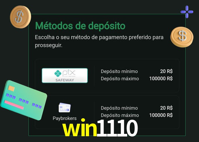 O cassino win1110 oferece uma grande variedade de métodos de pagamento